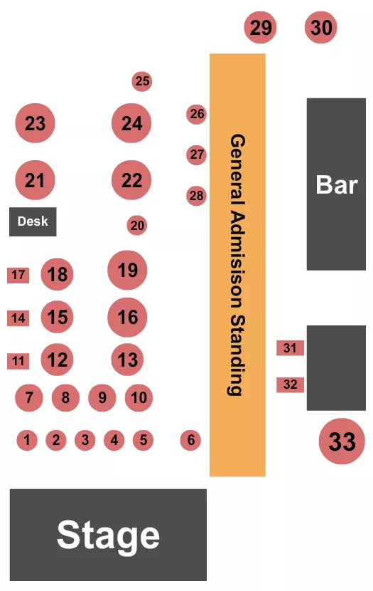 ENDSTAGE GA TABLES Seating Map Seating Chart