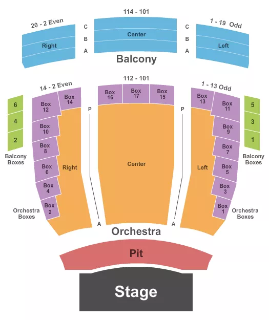 JOAN C EDWARDS PERFORMING ARTS CENTER ENDSTAGE PIT Seating Map Seating Chart