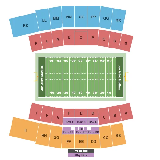 FOOTBALL GA UPPER Seating Map Seating Chart