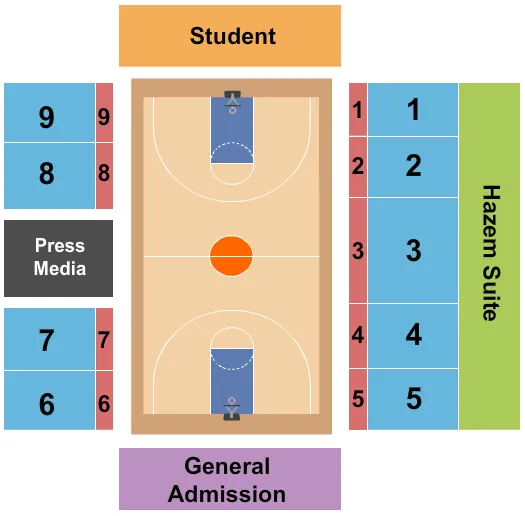 JOHN A DASKALAKIS ATHLETIC CENTER BASKETBALL WOMENS Seating Map Seating Chart