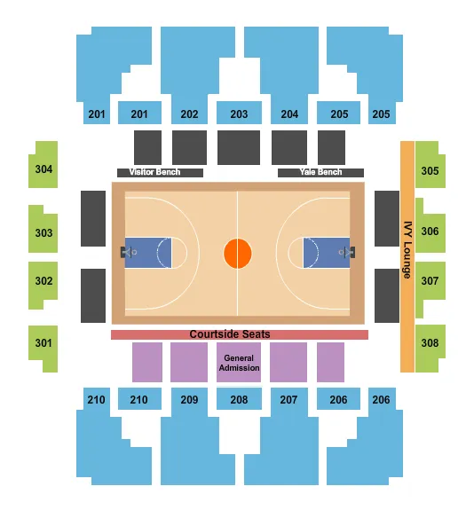 JOHN J LEE AMPHITHEATER AT PAYNE WHITNEY GYM BASKETBALL 2 Seating Map Seating Chart
