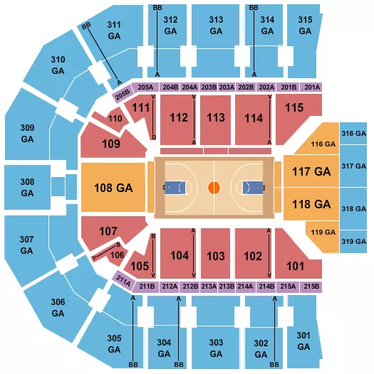 BASKETBALL WOMENS Seating Map Seating Chart