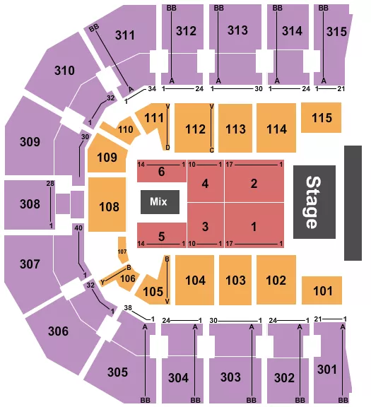 BIG TIME RUSH Seating Map Seating Chart