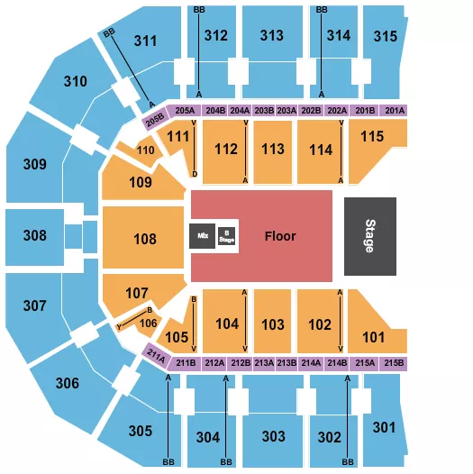ENDSTAGE FLOOR Seating Map Seating Chart