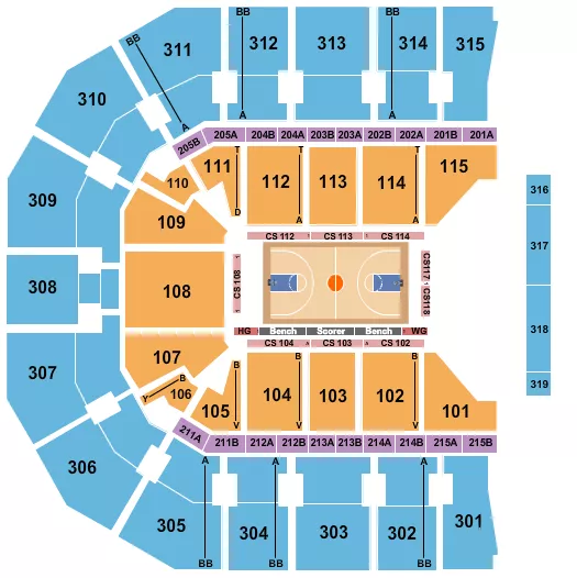 BASKETBALL HARLEM GLOBETROTTERS Seating Map Seating Chart