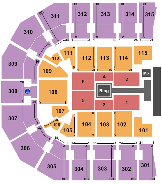 WWE 2 Seating Map Seating Chart