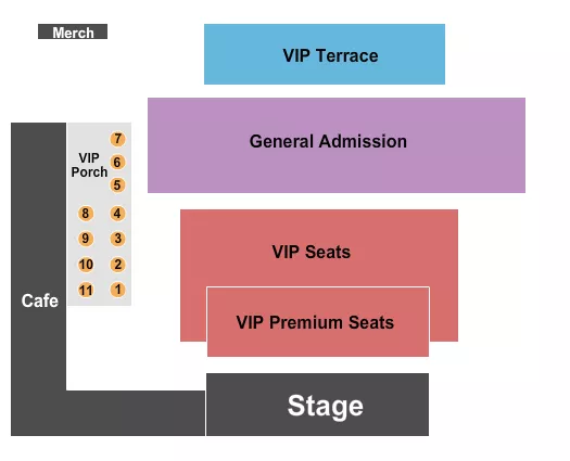 JOHN T FLOORE COUNTRY STORE GA PREMIUM VIP TABLES Seating Map Seating Chart