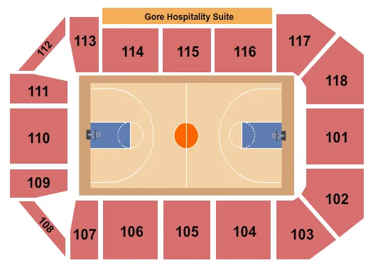 JOHN W POPE CONVOCATION CENTER BASKETBALL Seating Map Seating Chart