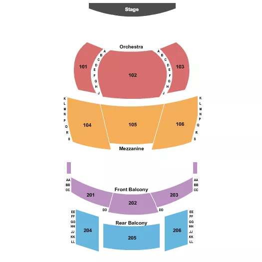 END STAGE Seating Map Seating Chart