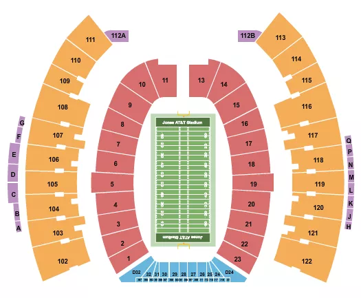 JONES ATT STADIUM FOOTBALL Seating Map Seating Chart