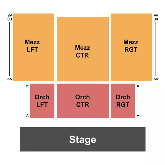 JONES PERFORMING ARTS CENTER NC END STAGE Seating Map Seating Chart