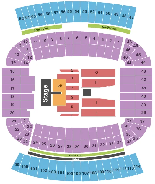 JORDAN HARE STADIUM BLAKE SHELTON Seating Map Seating Chart