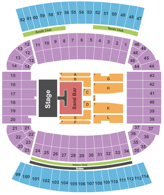 JORDAN HARE STADIUM KENNY CHESNEY Seating Map Seating Chart