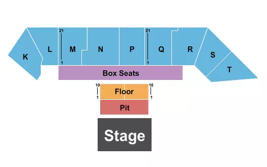 ENDSTAGE PIT RSRV FLR BOXES STANDS Seating Map Seating Chart