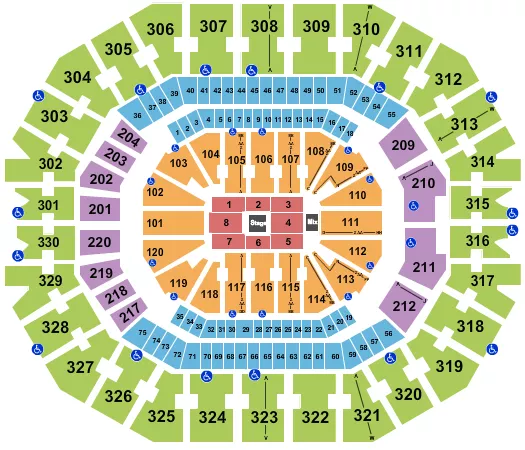 KFC YUM CENTER CENTER STAGE 1 Seating Map Seating Chart