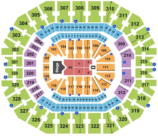 KFC YUM CENTER CODY JOHNSON Seating Map Seating Chart