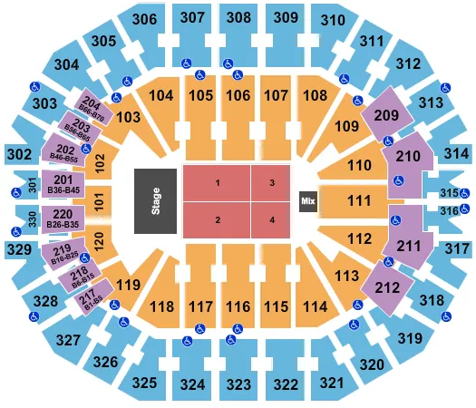 KFC YUM CENTER ENDSTAGE 4 Seating Map Seating Chart