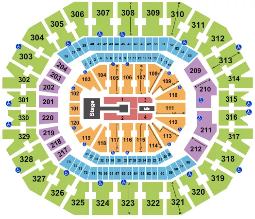 KFC YUM CENTER ENDSTAGE CATWALK Seating Map Seating Chart
