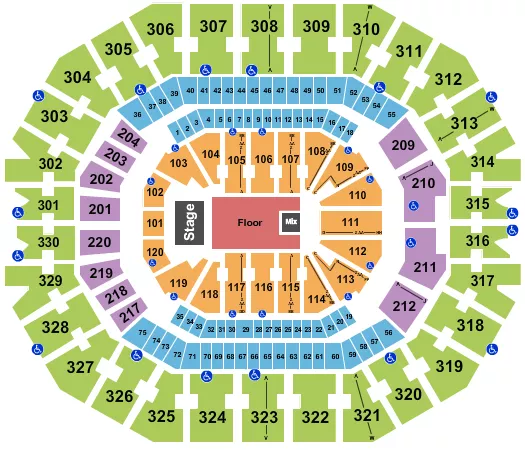 KFC YUM CENTER ENDSTAGE GA FLOOR 2 Seating Map Seating Chart