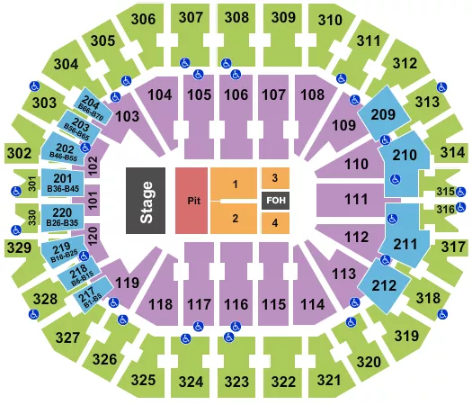 KFC YUM CENTER ENDSTAGE GA PIT 2 Seating Map Seating Chart