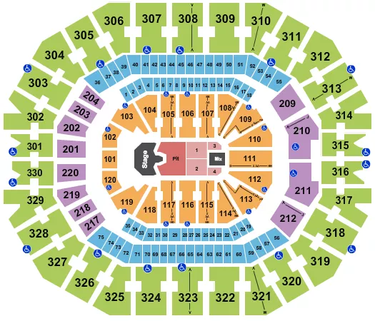 KFC YUM CENTER GHOST Seating Map Seating Chart