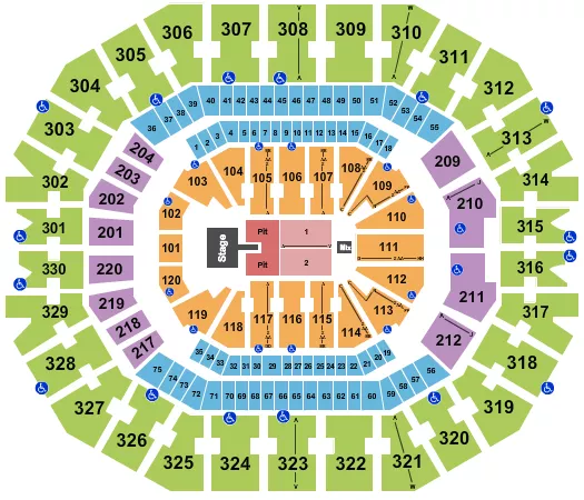 KFC YUM CENTER PARKER MCCOLLUM Seating Map Seating Chart