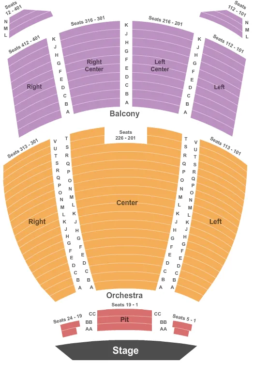 END STAGE PIT Seating Map Seating Chart