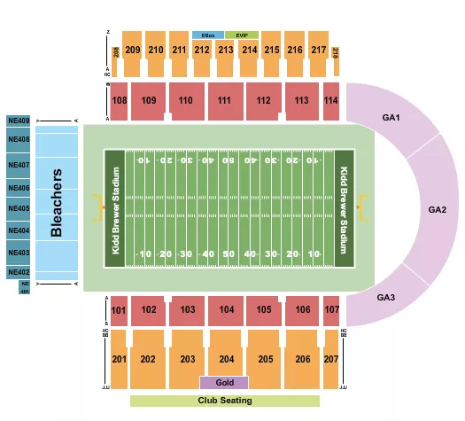FOOTBALL BLEACHERS Seating Map Seating Chart