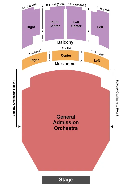 ENDSTAGE GA FLR Seating Map Seating Chart