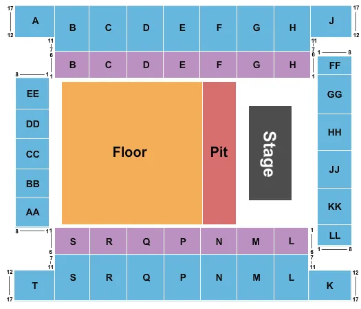 ENDSTAGE SPLIT GA FLOOR Seating Map Seating Chart