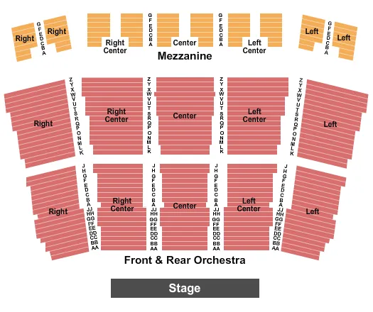 KUPFERBERG CENTER FOR THE ARTS COLDEN AUDITORIUM END STAGE Seating Map Seating Chart