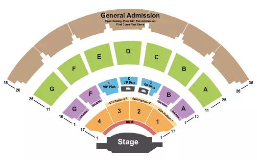 LB DAY AMPHITHEATER ENDSTAGE PLATFORM Seating Map Seating Chart