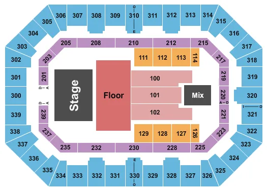 JUSTIN MOORE Seating Map Seating Chart