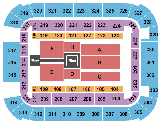 WWE LIVE Seating Map Seating Chart