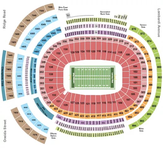 FOOTBALL NO SIDELINE INFO Seating Map Seating Chart