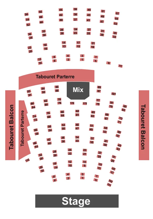 END STAGE Seating Map Seating Chart