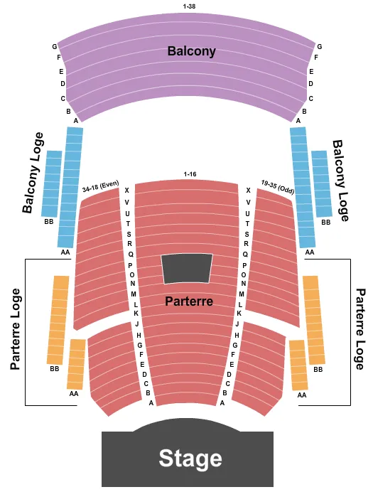 END STAGE Seating Map Seating Chart