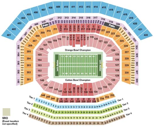 LEVIS STADIUM FOOTBALL BOWLS Seating Map Seating Chart