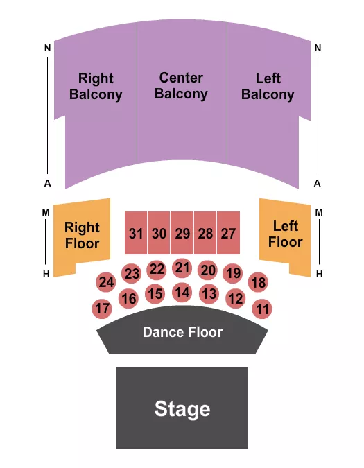 LIBERTY HALL KS ENDSTAGE TABLES DANCEFLOOR Seating Map Seating Chart