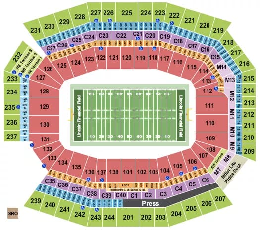 FOOTBALL NO VFS Seating Map Seating Chart