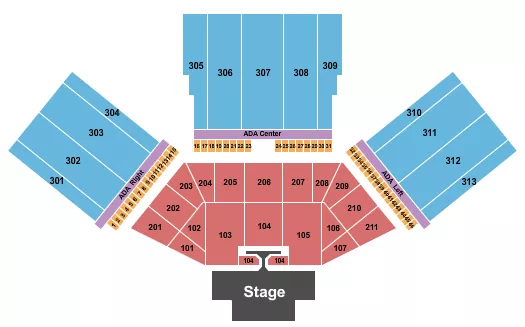 FM BANK AMPHITHEATER OF LONG BEACH ENDSTAGE WITH CATWALK Seating Map Seating Chart