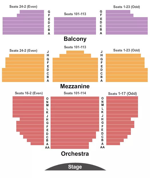 LYCEUM THEATRE NEW YORK ENDSTAGE 1 Seating Map Seating Chart