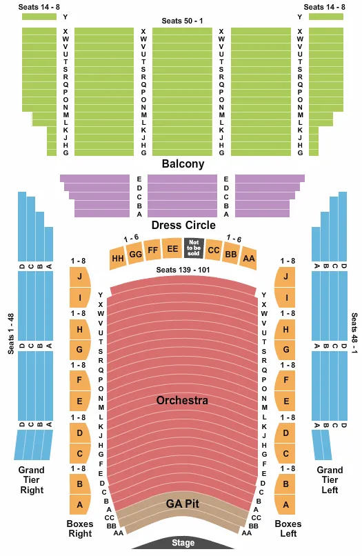 END STAGE GA PIT Seating Map Seating Chart