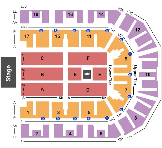 MS BANK ARENA DIANA ROSS Seating Map Seating Chart