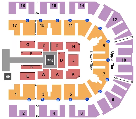 MS BANK ARENA WWE Seating Map Seating Chart
