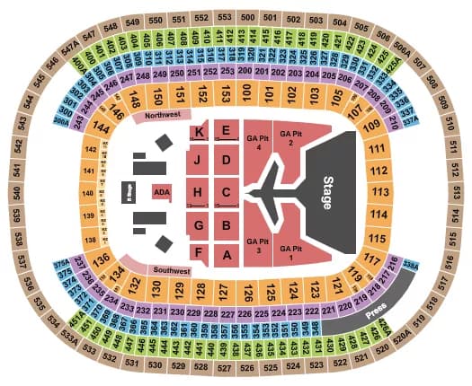 MT BANK STADIUM MORGAN WALLEN Seating Map Seating Chart