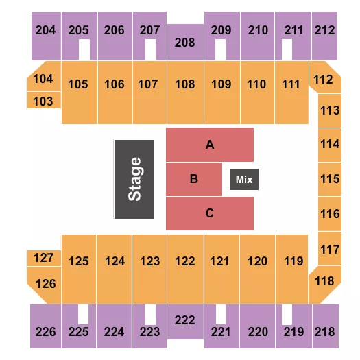 MACON CENTREPLEX COLISEUM ENDSTAGE 4 Seating Map Seating Chart