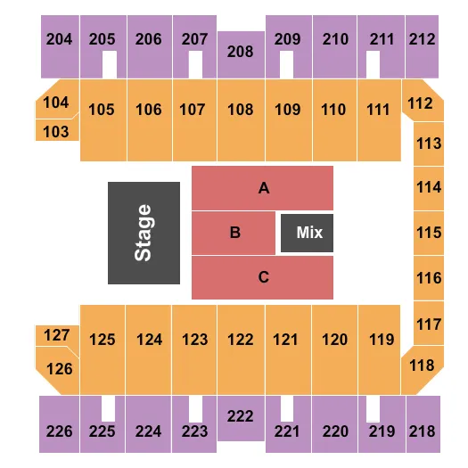 MACON CENTREPLEX COLISEUM ENDSTAGE 3 Seating Map Seating Chart