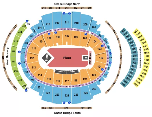 ENDSTAGE GA VIP RISERS Seating Map Seating Chart