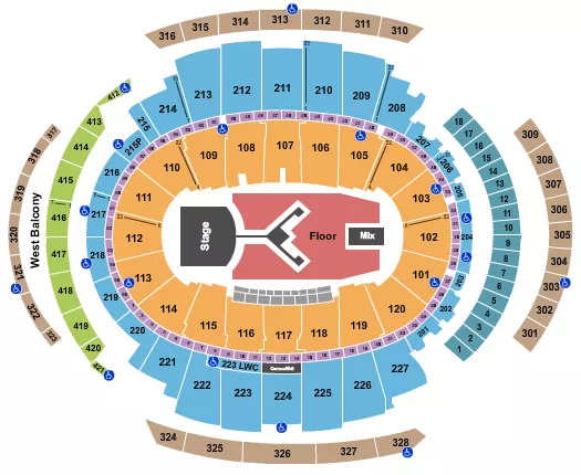 SHINEDOWN Seating Map Seating Chart
